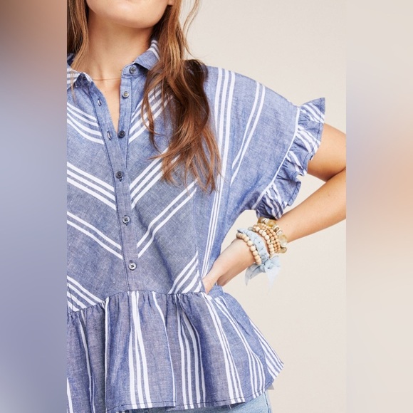 Maeve by Anthropologie Allison Flounced Buttondown - Picture 3 of 11